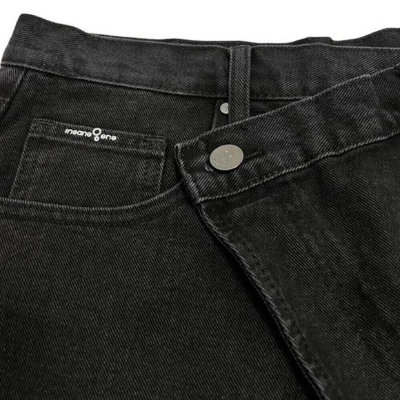 Insane Gene Hi-Rise Crossover Short Distressed Mom Jeans Shorts Black Y2K Size M - Picture 6 of 12